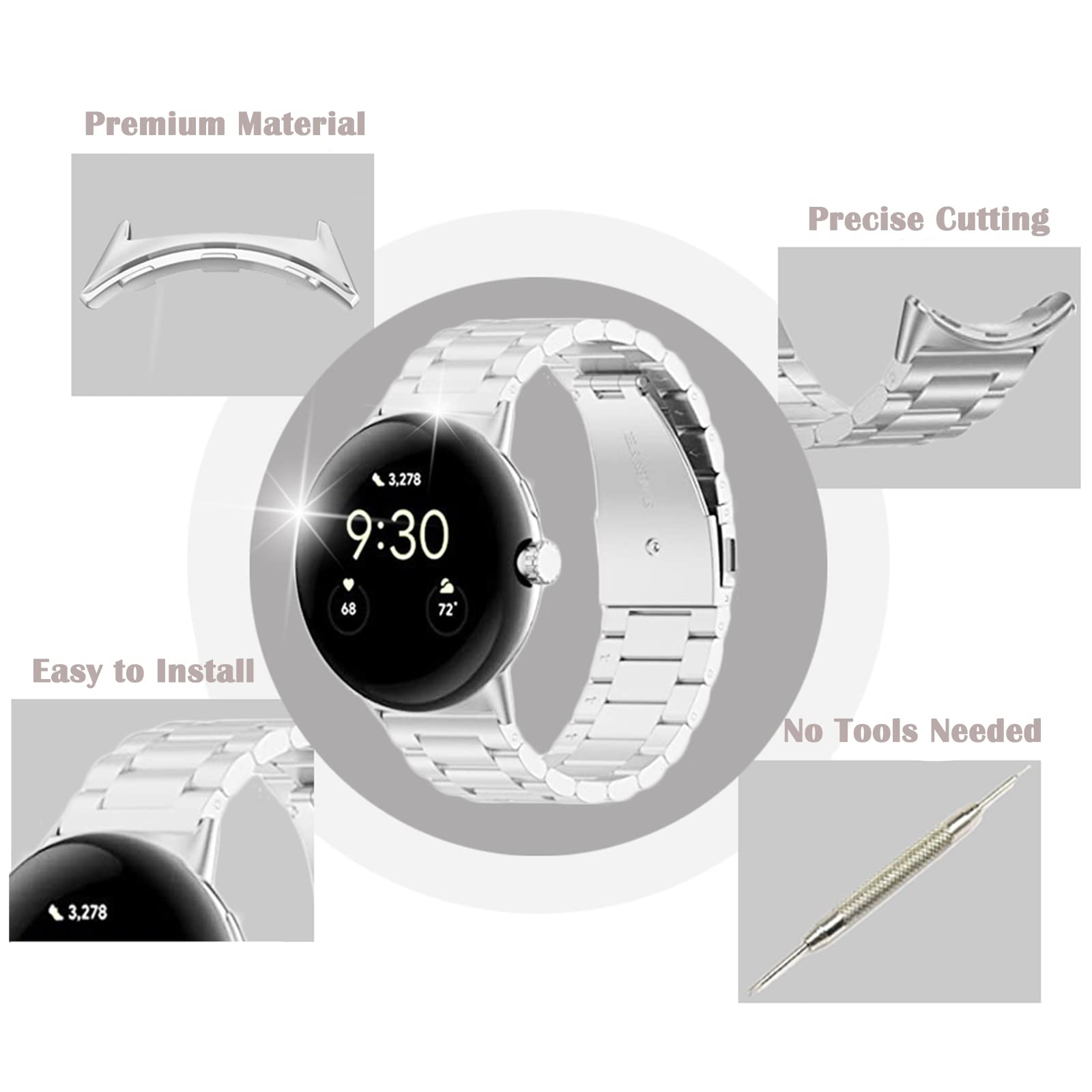 1/2 زوج موصل معدني لساعة جوجل  - مراجعة Replacement Watch Bracelet وسعره